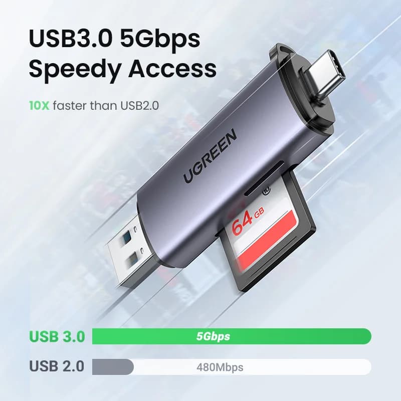 เครื่องอ่านการ์ด SD/MicroSD USB 3.0 & USB-C
