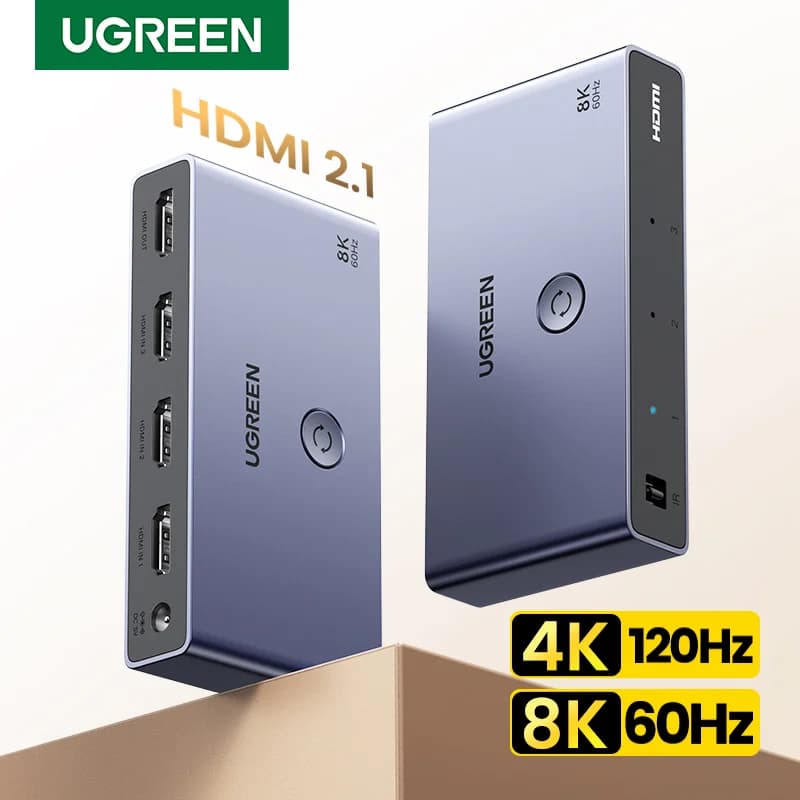 สวิตช์ HDMI 2.1 3-in-1 Out รองรับ 8K พร้อมรีโมท