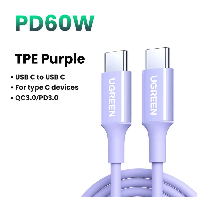 สาย USB-C to USB-C, PD 100W, หลากสี