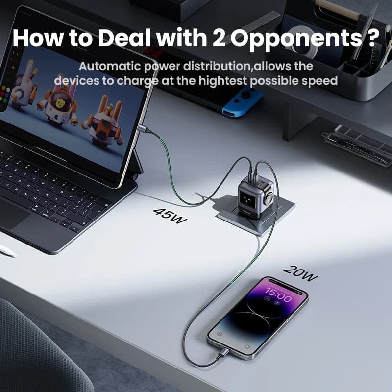 อะแดปเตอร์ชาร์จ GaN USB-C 65W ปลั๊ก US