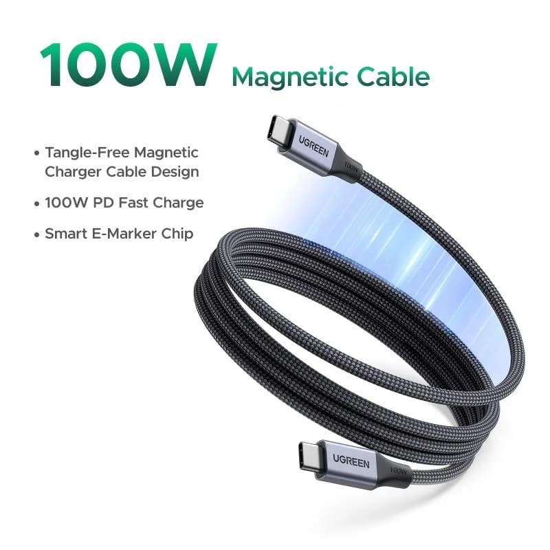 สายชาร์จ USB-C to USB-C แบบแม่เหล็ก กำลังไฟ 100W