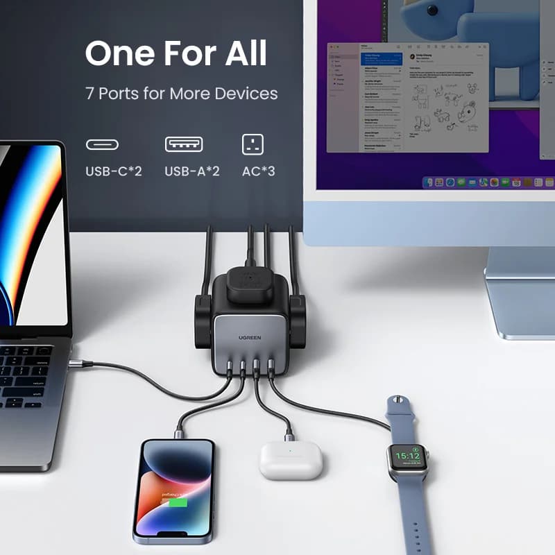 สถานีชาร์จตั้งโต๊ะ GaN 65W พร้อม USB-C