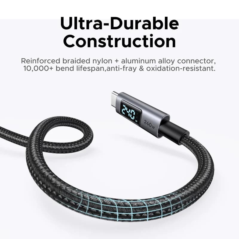 สาย USB-C to USB-C, 240W PD3.1, หน้าจอแสดงผลดิจิทัล