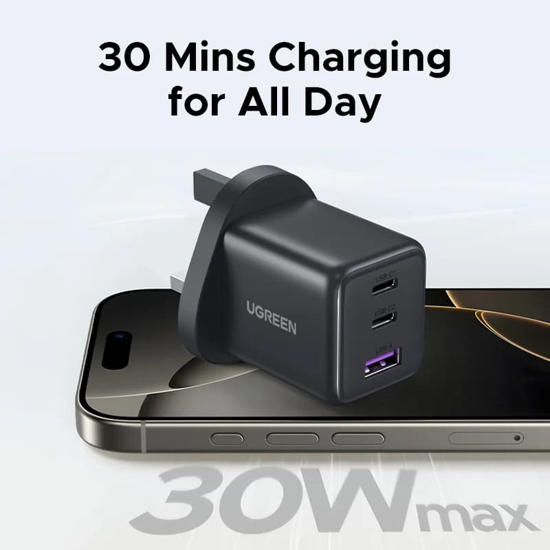 หัวชาร์จเร็ว GaN USB-C 45W ปลั๊ก UK