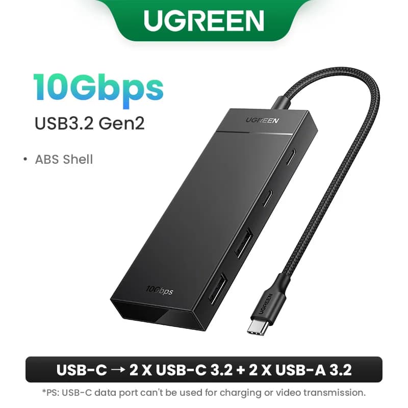 USB-C Hub 4 พอร์ต ความเร็ว 10Gbps อะแดปเตอร์ Type-C