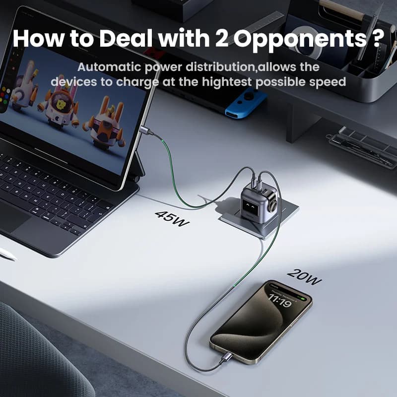 หัวชาร์จเร็ว GaN USB-C 65W พร้อมปลั๊กแบบ UK