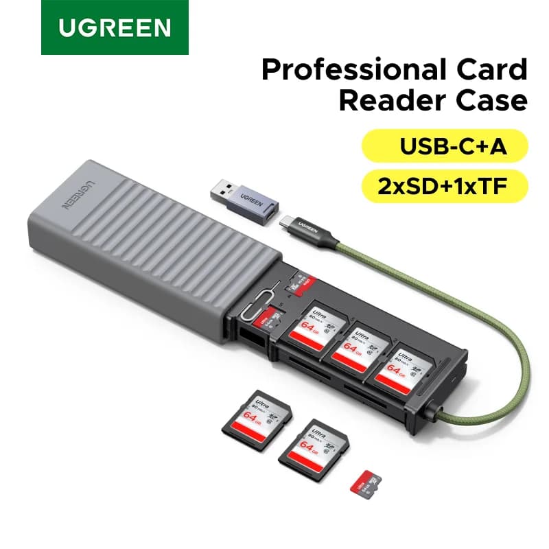 ตัวอ่านการ์ด USB-C แบบ 12 ช่อง พร้อมกล่องเก็บ