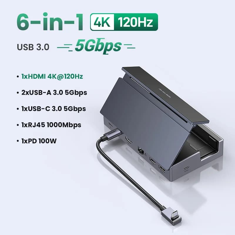 แท่นชาร์จ USB-C Docking Station 9-in-1 พร้อมขาตั้งพับได้