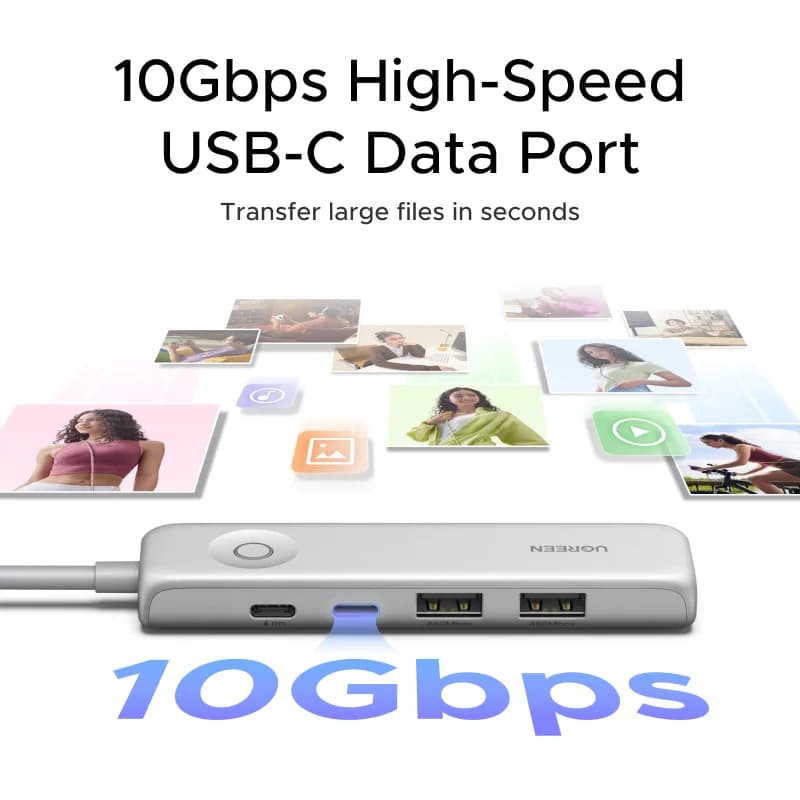 USB-C Hub รองรับ HDMI 4K, ส่งข้อมูล 10Gbps พร้อมปุ่มล็อกหน้าจอ