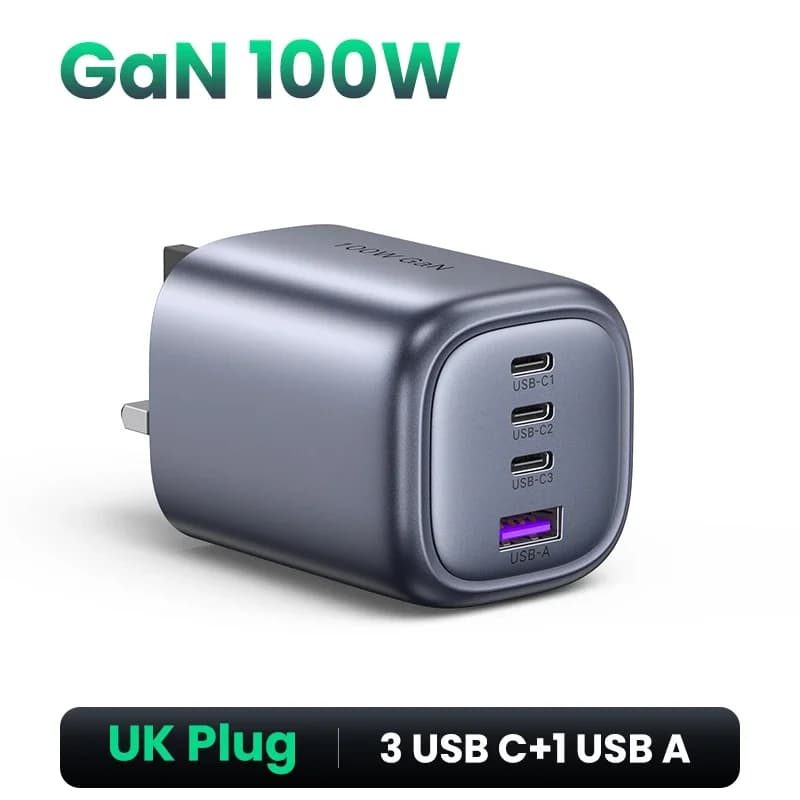 หัวชาร์จเร็ว GaN USB-C 100W ปลั๊ก UK
