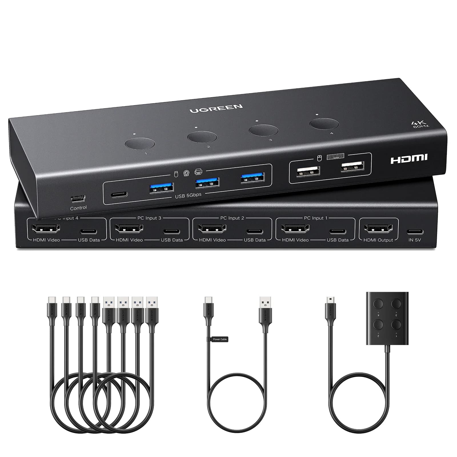 สวิตช์ HDMI KVM 4 พอร์ต รองรับ 4K 60Hz พร้อมรีโมท