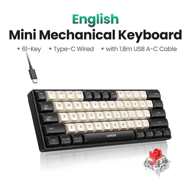 คีย์บอร์ด Mechanical แบบมีสาย 61 คีย์ พร้อมปุ่ม PBT