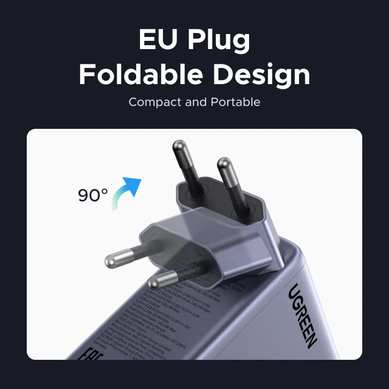 ที่ชาร์จ GaN 160W พร้อมสายม้วนเก็บและหน้าจอสถานะ