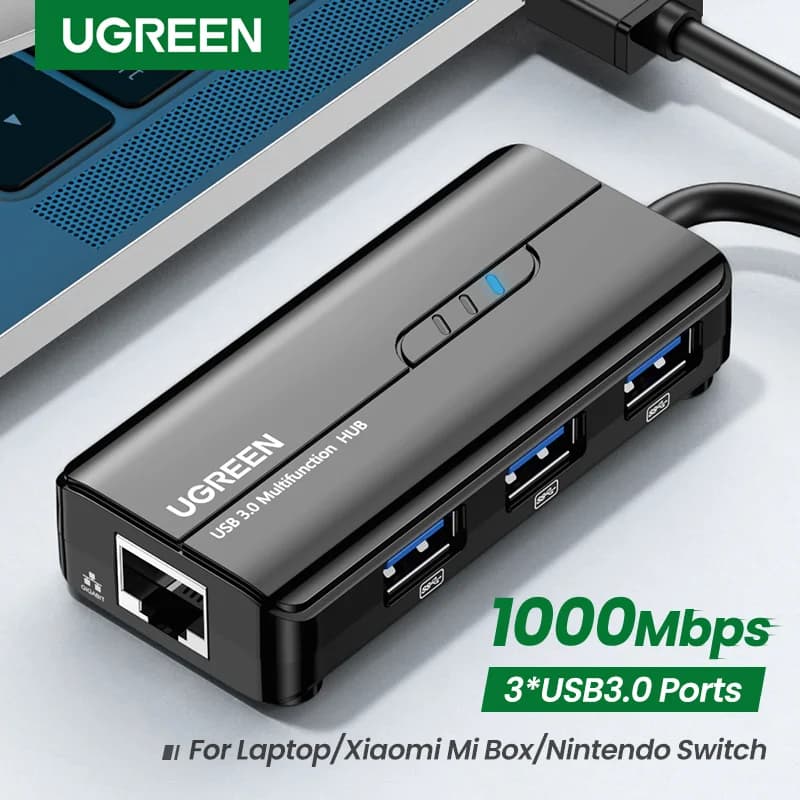 อะแดปเตอร์ USB 3.0 เป็น Gigabit Ethernet พร้อมฮับ