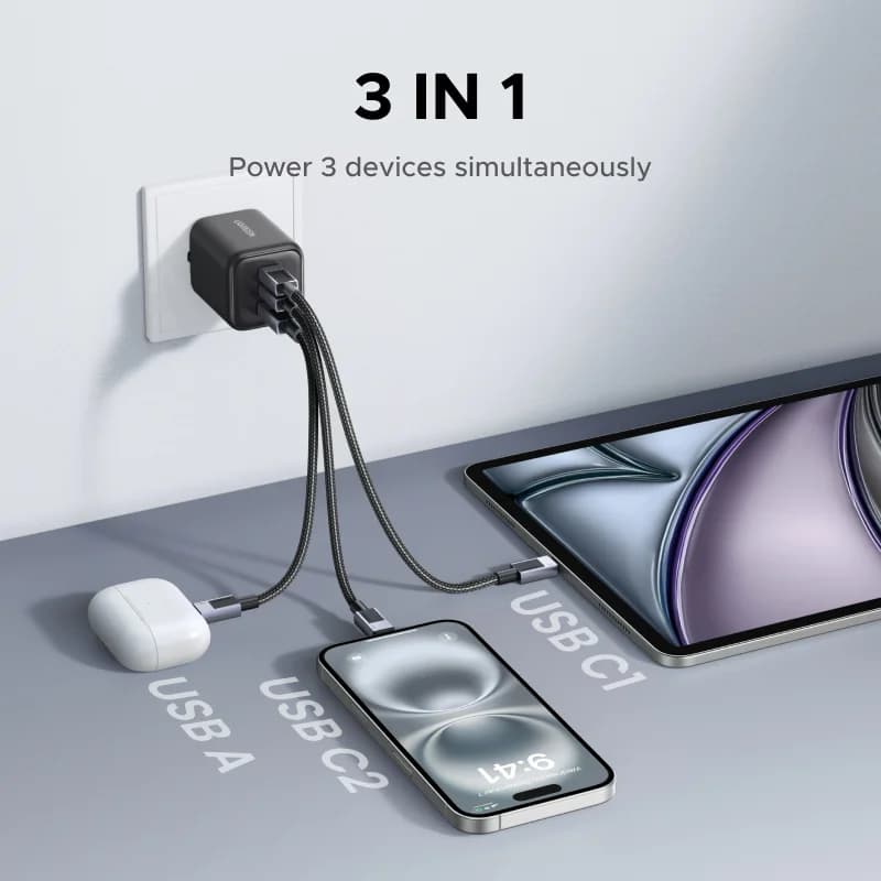 อะแดปเตอร์ GaN USB-C PD 45W รองรับ PPS