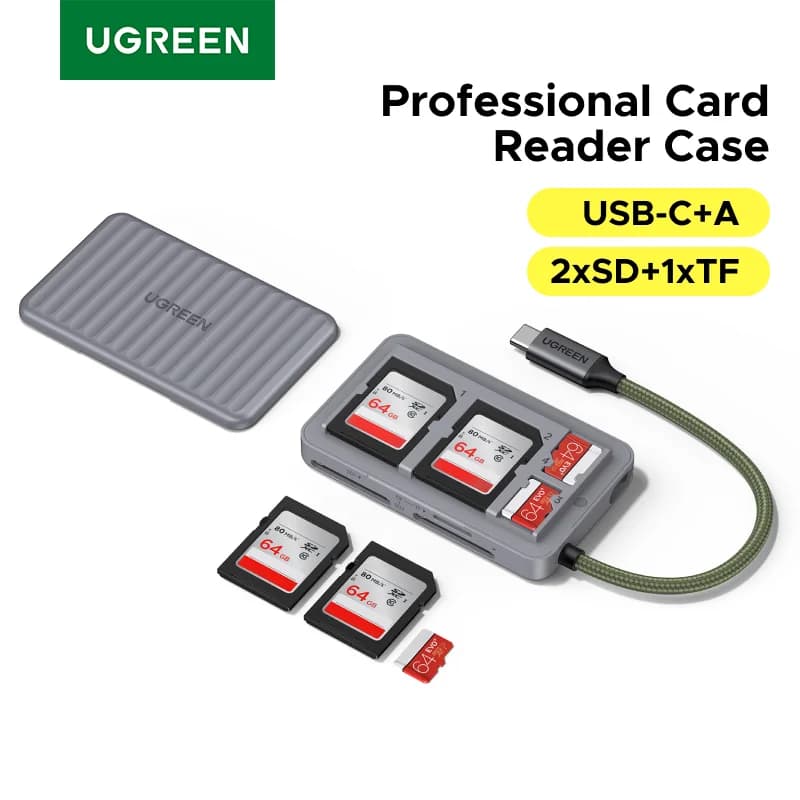 เครื่องอ่านการ์ด SD/TF USB-C พร้อมกล่องเก็บ