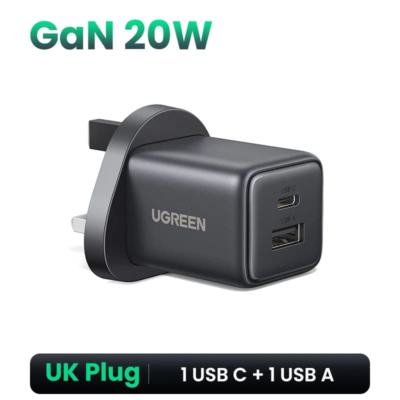 หัวชาร์จ GaN USB-C ขนาดเล็ก 30W พร้อมปลั๊ก UK