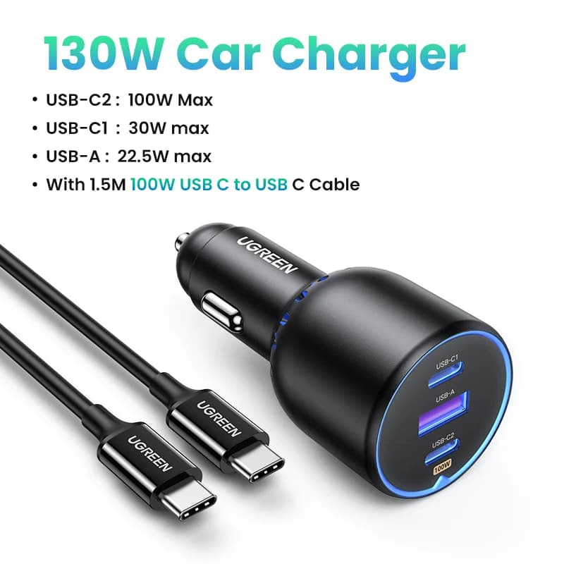 ที่ชาร์จรถยนต์ Dual USB-C กำลังไฟ 130W
