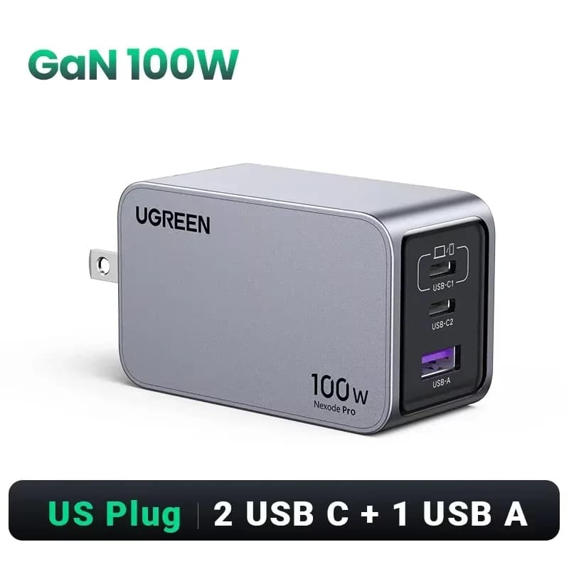 อะแดปเตอร์ชาร์จผนัง GaN USB-C 100W, QC4.0