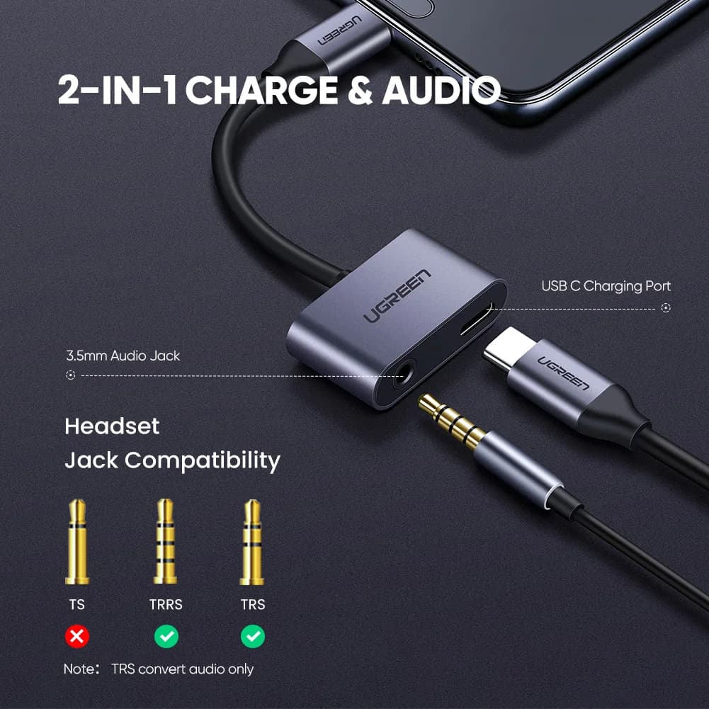สายแปลงสัญญาณเสียง USB-C เป็น AUX 3.5 มม.