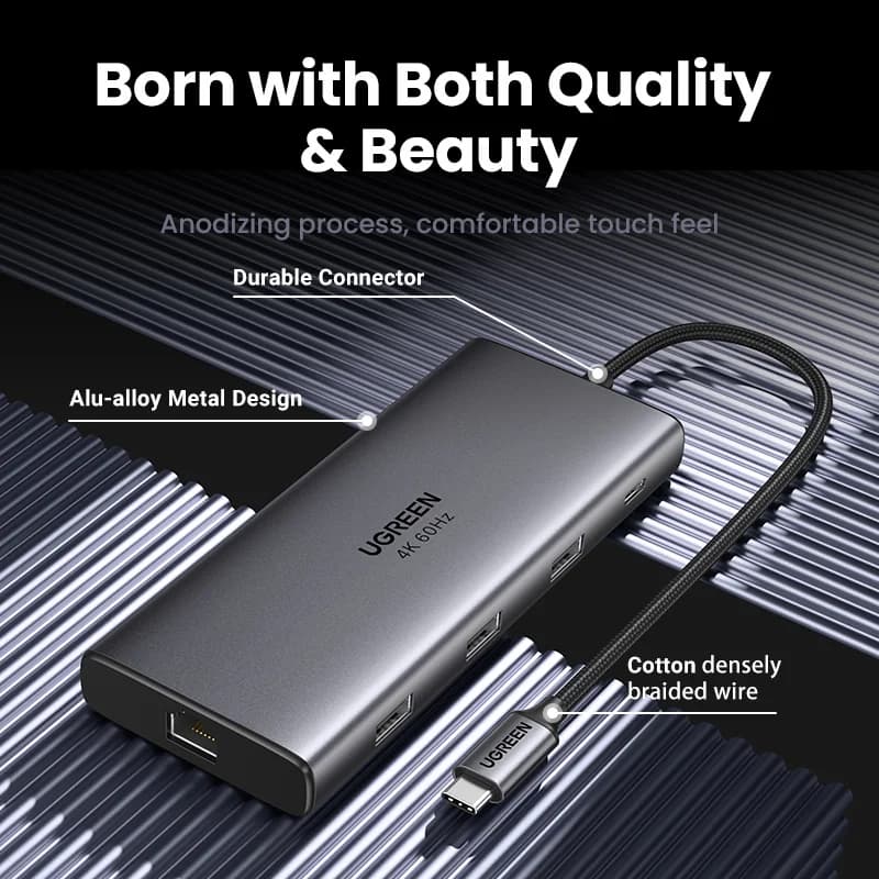 USB-C Hub รองรับ HDMI 4K, Ethernet, SD/TF, ชาร์จเร็ว PD 100W