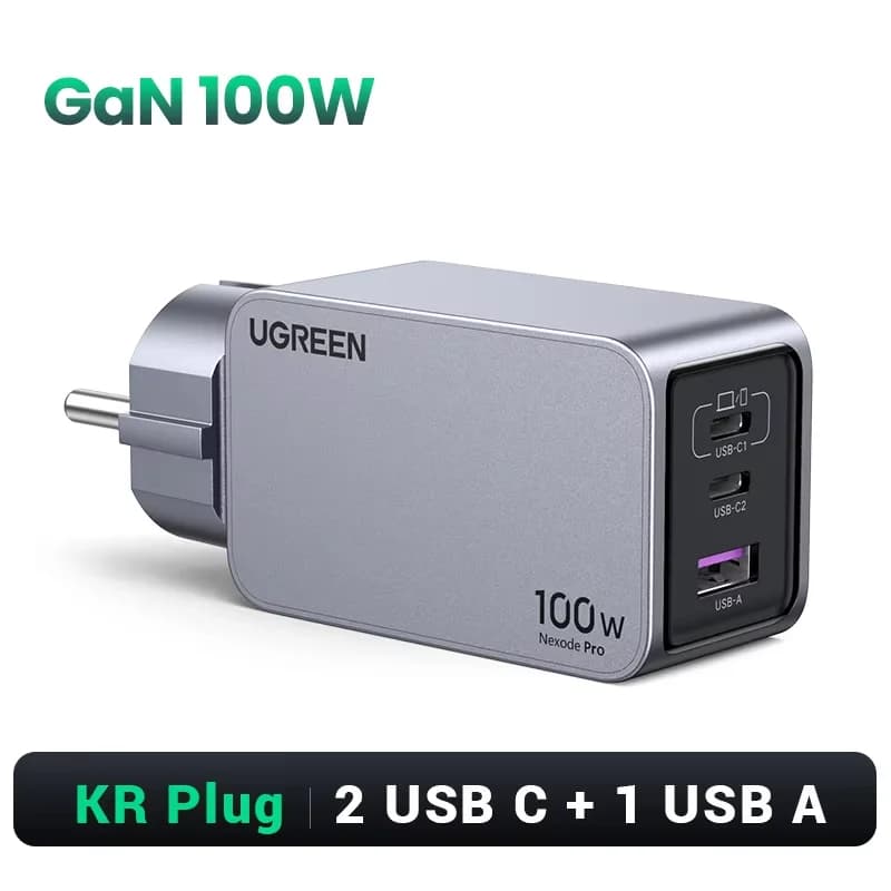 อะแดปเตอร์ชาร์จผนัง GaN USB-C 100W, QC4.0