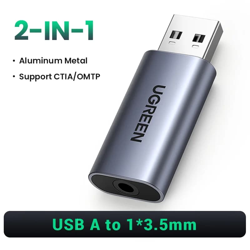 การ์ดเสียงภายนอก USB เป็นแจ็ก 3.5mm สำหรับหูฟังและไมโครโฟน