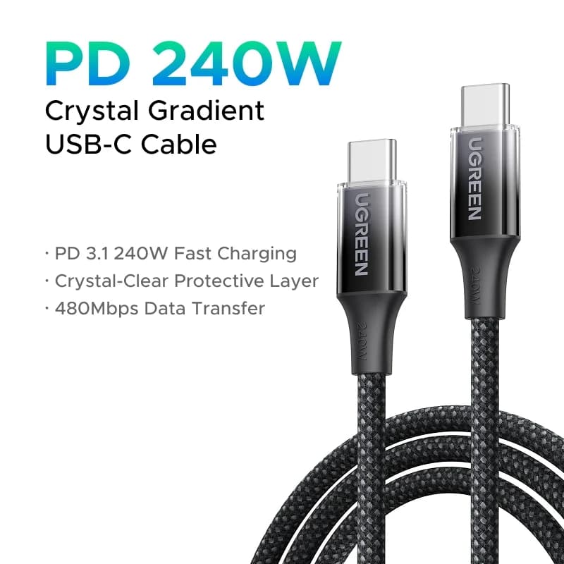สายชาร์จเร็ว USB-C แบบถัก 240W