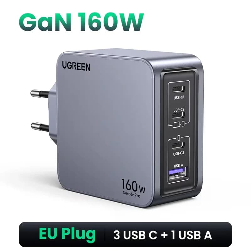 อะแดปเตอร์ชาร์จผนัง GaN USB-C 160W, PD3.1
