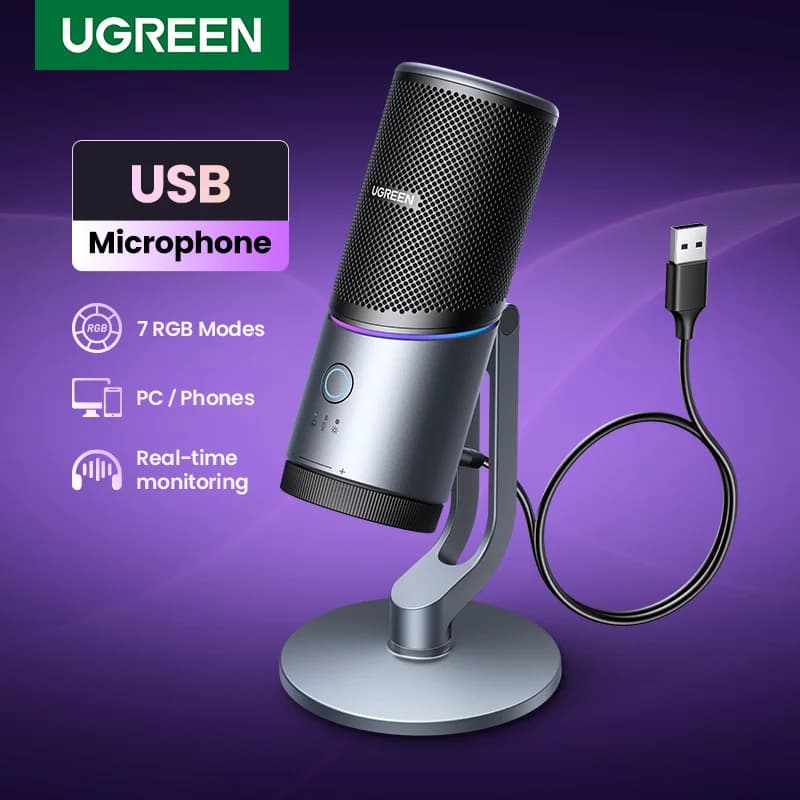 ไมโครโฟนคอนเดนเซอร์ USB พร้อมไฟ RGB