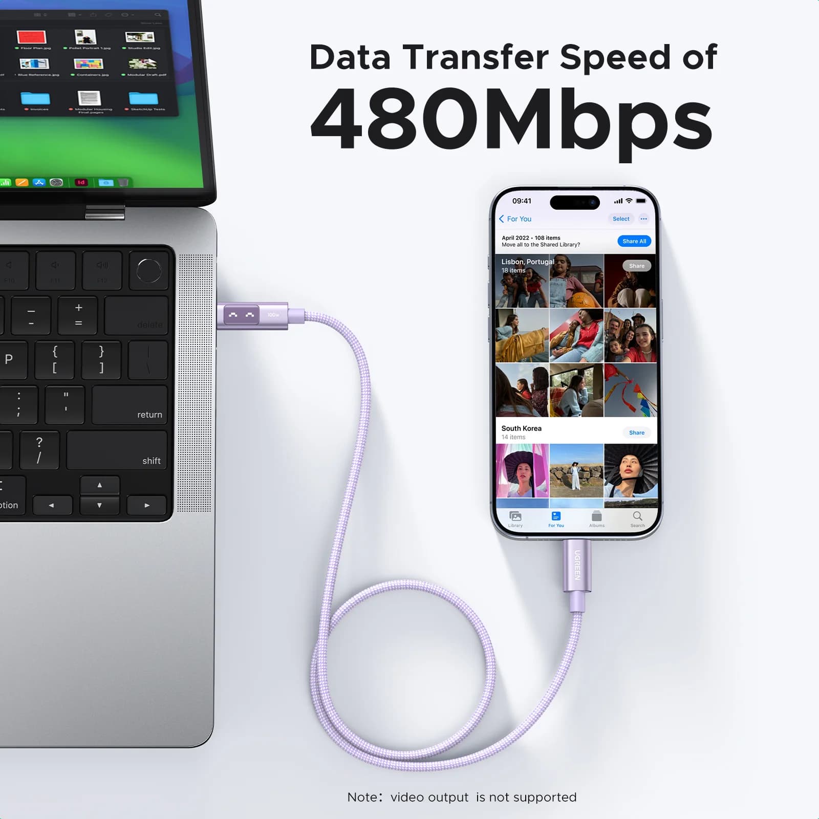 สาย USB-C to USB-C, PD 100W, หลากสี