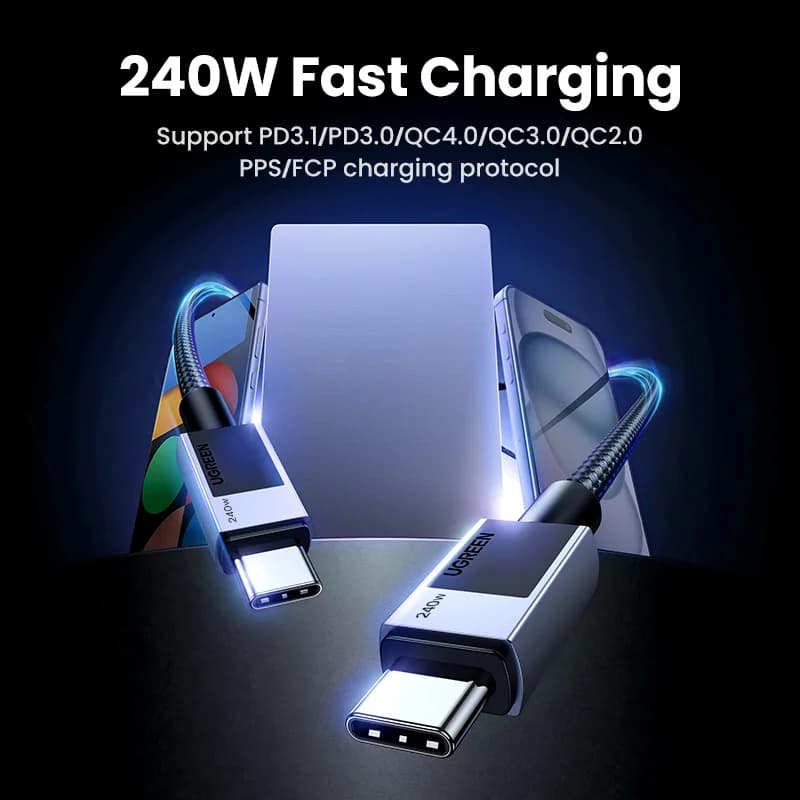 สาย USB-C to USB-C กำลังไฟ 240W รองรับ PD3.1 ชาร์จเร็ว