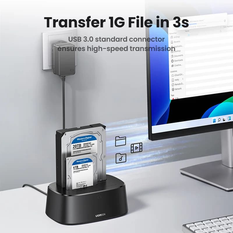ฐานวางฮาร์ดดิสก์ SATA to USB 3.0 แบบคู่ (Dual Bay)