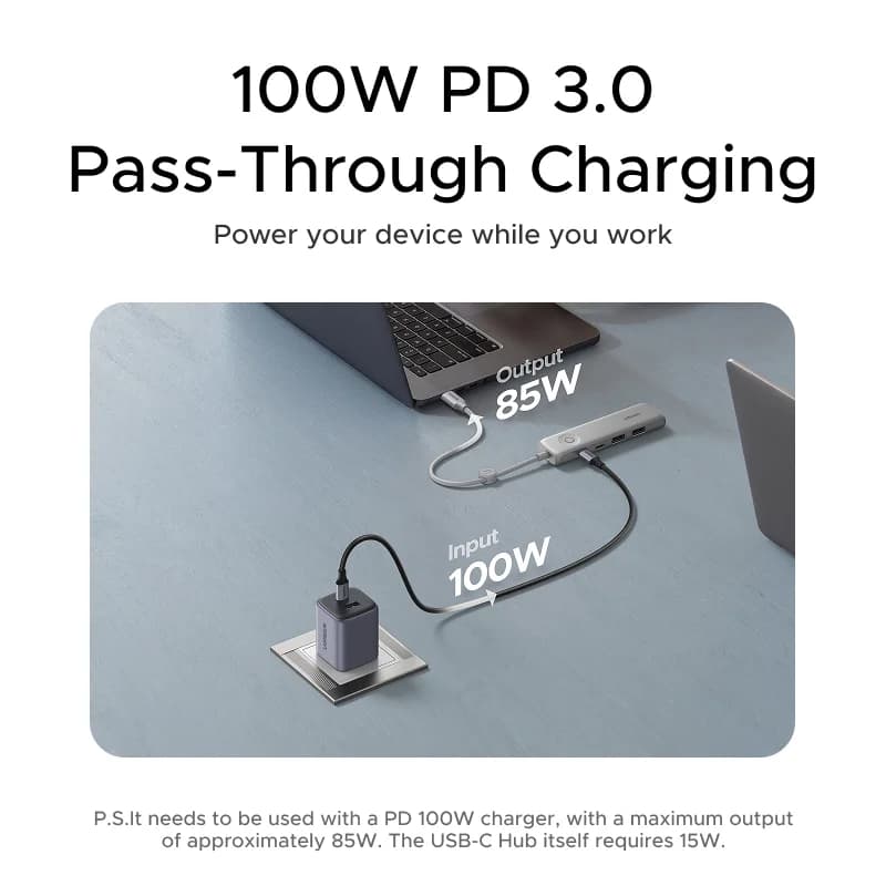 USB-C Hub รองรับ HDMI 4K, ส่งข้อมูล 10Gbps พร้อมปุ่มล็อกหน้าจอ
