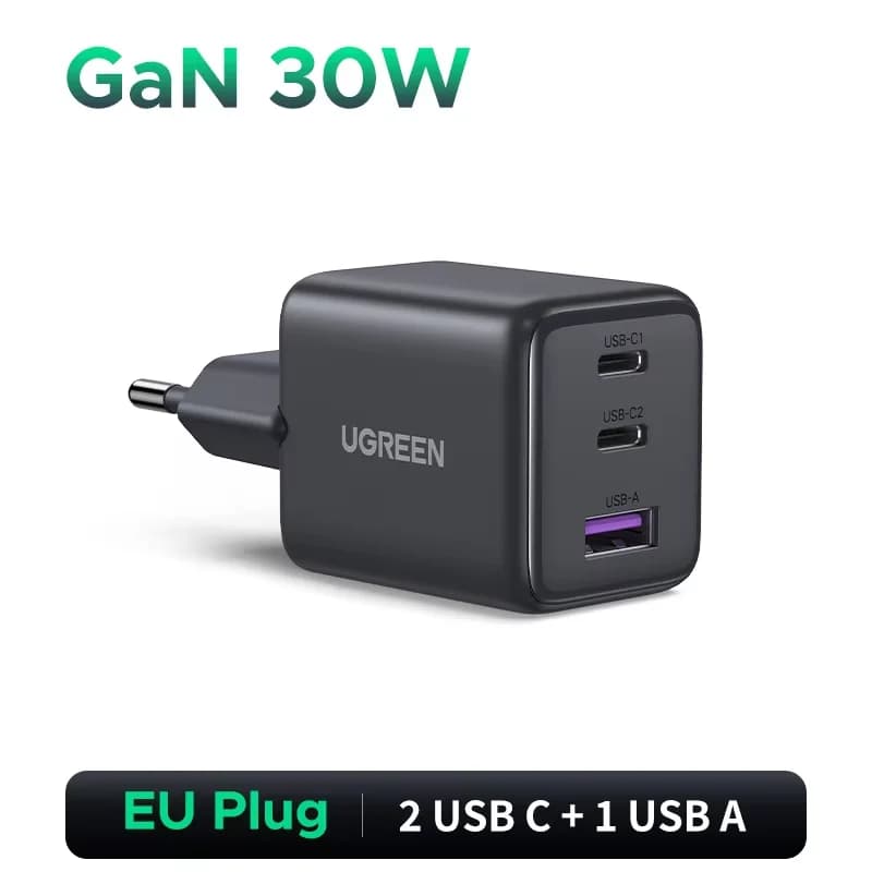อะแดปเตอร์ชาร์จผนัง GaN USB-C 30W, PD 3.0