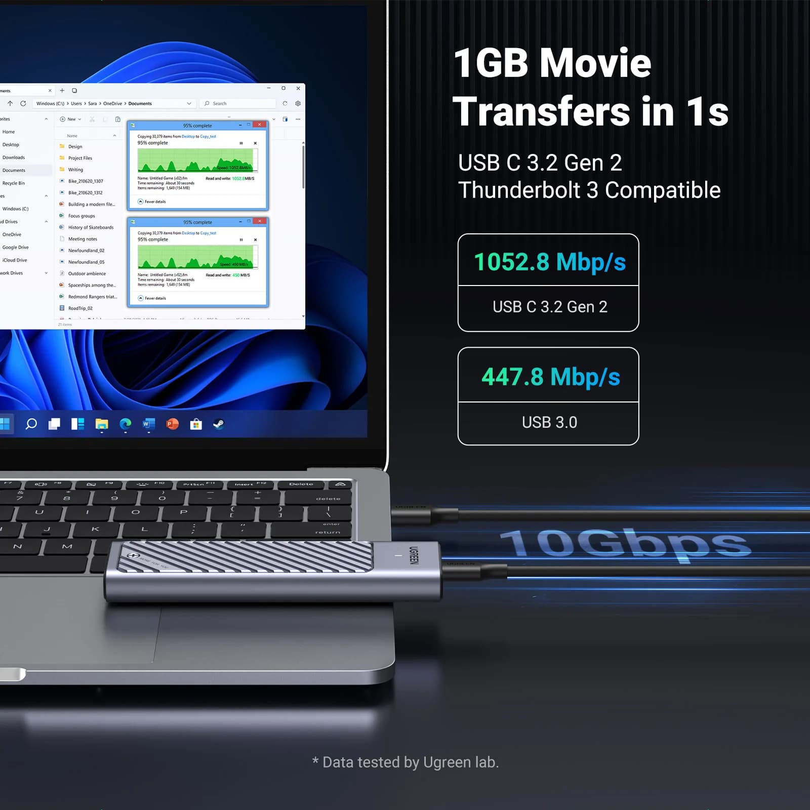 กล่องใส่ SSD M.2 NVMe พอร์ต USB-C 5Gbps