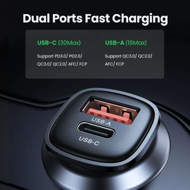 ที่ชาร์จในรถ USB-C กำลังไฟ 30W รองรับ Quick Charge 4.0