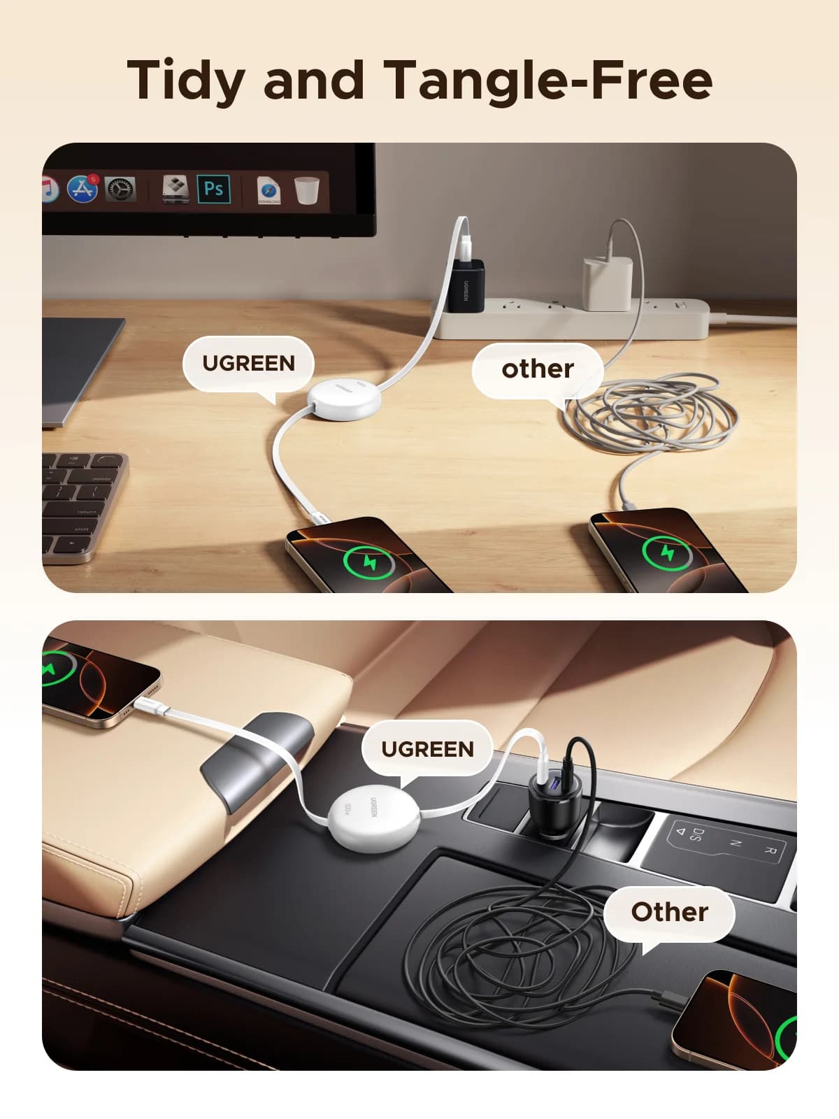 สาย USB-C to USB-C แบบม้วนเก็บได้ ชาร์จเร็ว 100W PD