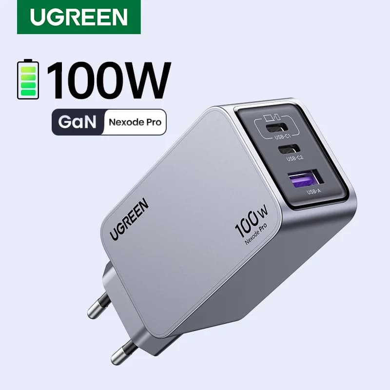 อะแดปเตอร์ชาร์จผนัง GaN USB-C 100W, QC4.0