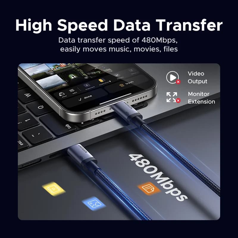 สาย USB-C to USB-C แพ็คคู่ ชาร์จเร็ว PD 60W
