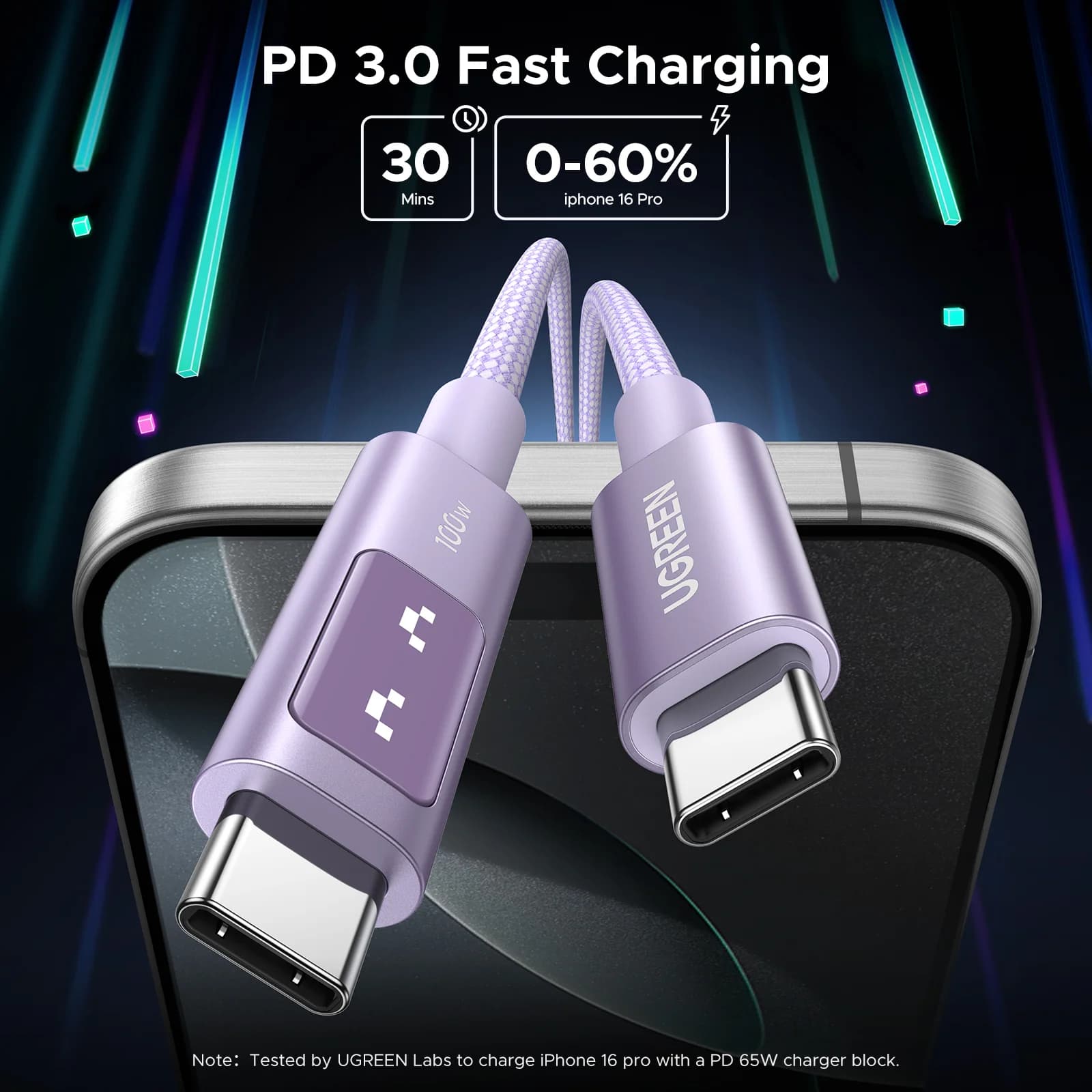 สาย USB-C to USB-C, PD 100W, หลากสี
