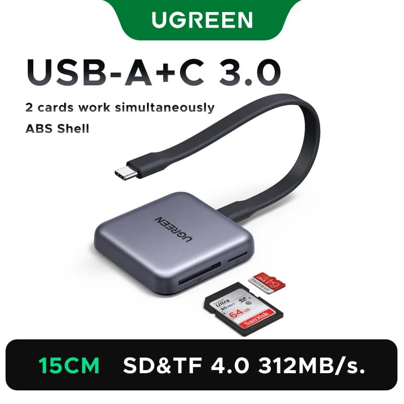หัวอ่านการ์ด SD และ TF แบบแม่เหล็ก USB-C, 312MB/s