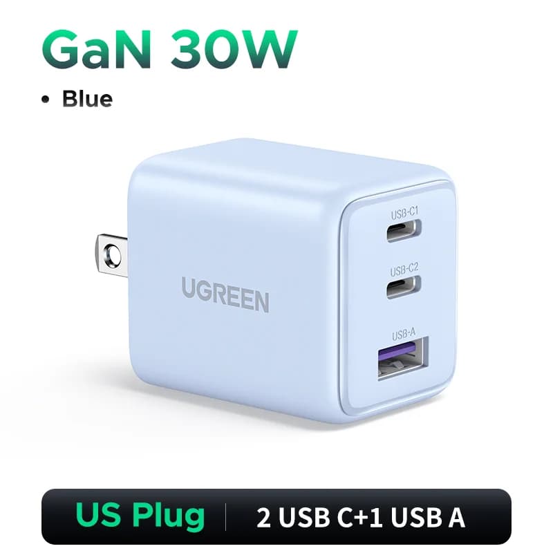 อะแดปเตอร์ชาร์จผนัง GaN USB-C 30W, PD 3.0