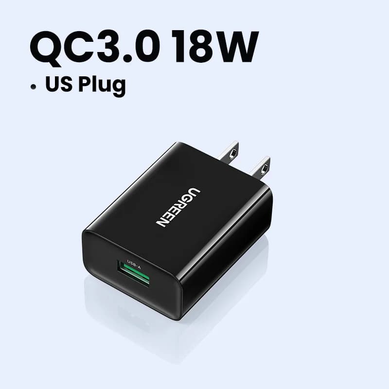 หัวชาร์จ USB ผนัง 18W พร้อมเทคโนโลยี Quick Charge 3.0