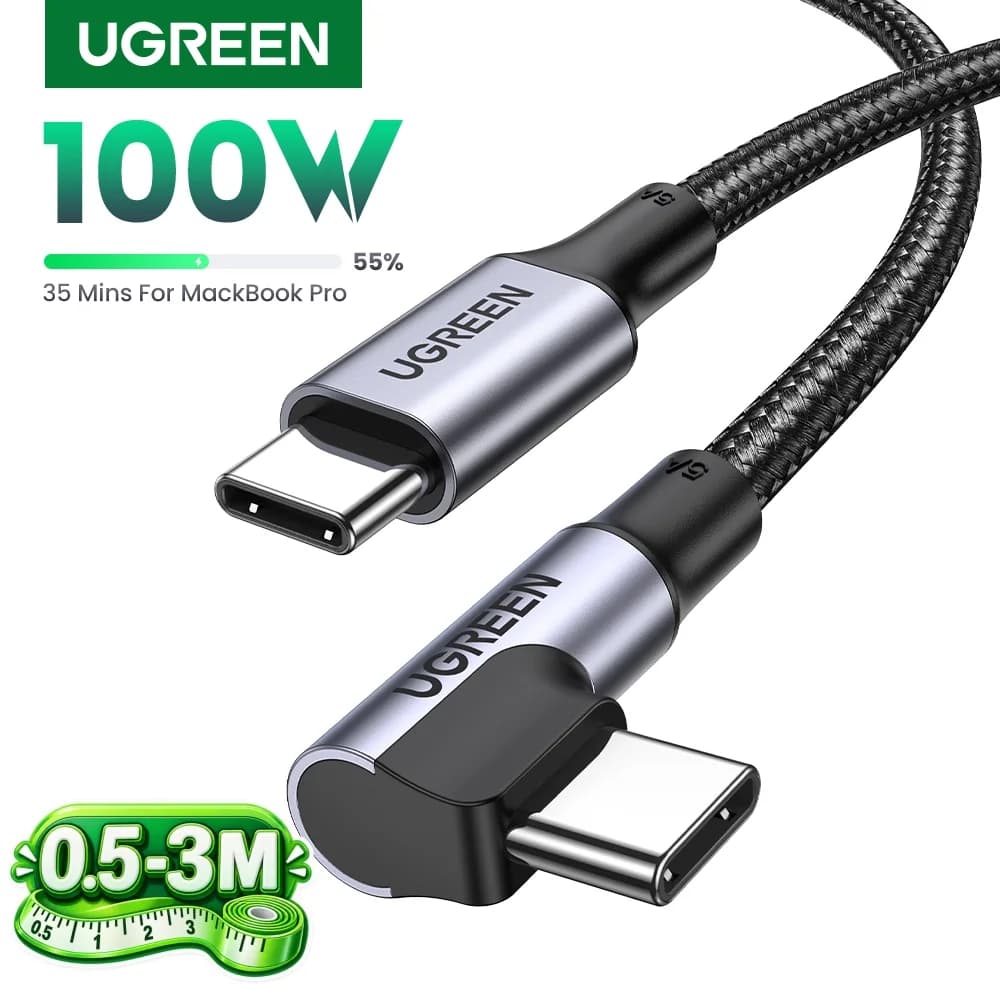 สาย USB-C งอ 90 องศา, PD 100W สำหรับเล่นเกม