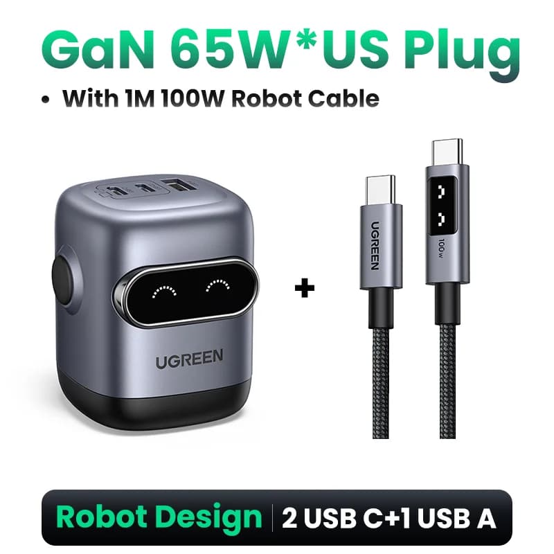 ที่ชาร์จเร็ว GaN 65W ดีไซน์หุ่นยนต์ หัวปลั๊ก US