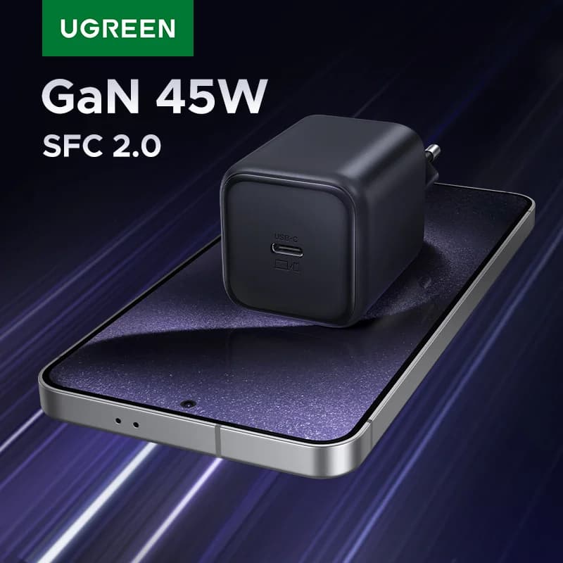 อะแดปเตอร์ชาร์จผนัง GaN USB-C 45W, PPS QC3.0